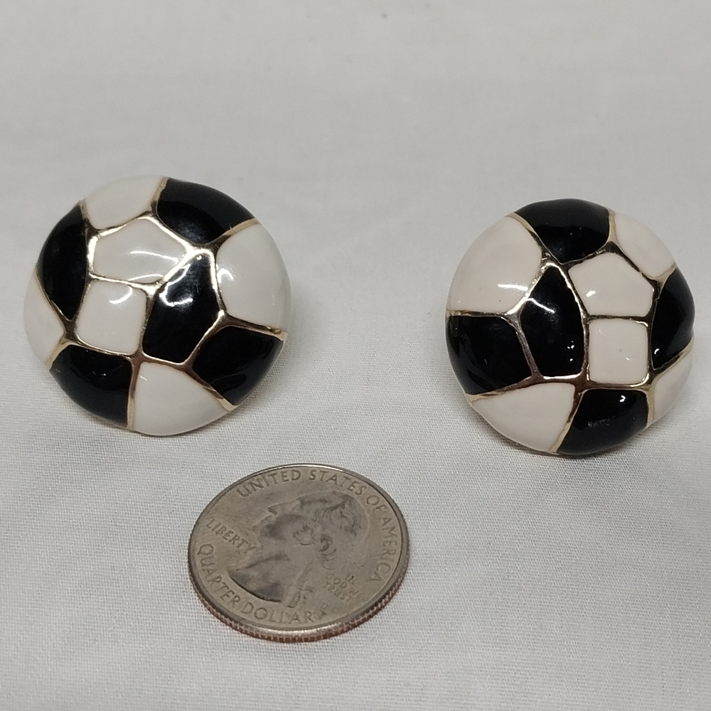Black and White Soccer Ball Earrings
